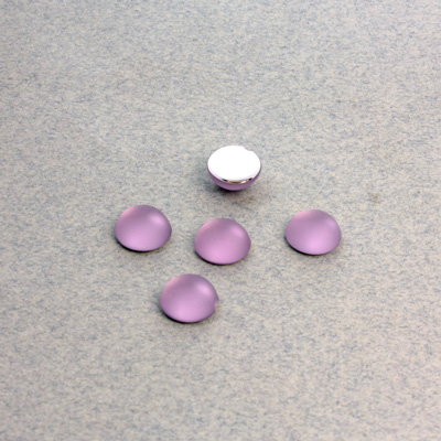 Plastic Flat Back Foiled Cabochon - Round 07MM MATTE LIGHT AMETHYST