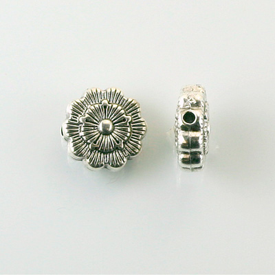 Metalized Plastic Bead - Flat Round 13MM ANTIQUE SILVER