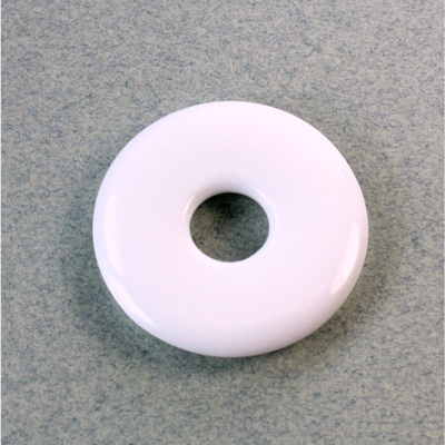 Plastic Bead - Opaque Color Smooth Round Donut 30MM CHALKWHITE