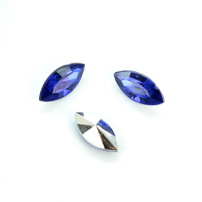 Plastic Point Back Foiled Stone - Navette 15x7MM SAPPHIRE