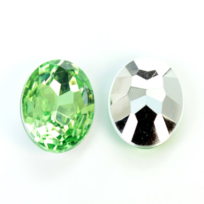 Plastic Point Back Foiled Stone - Oval 25x18MM PERIDOT