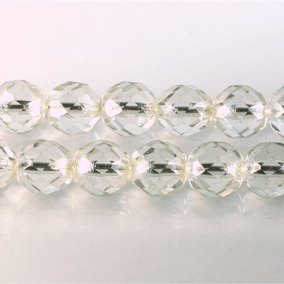 Czech Glass Fire Polish Bead - Round 10MM CRYSTAL SILVER LINE