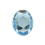 Plastic Flat Back Foiled Rose Cut Rhinestone - Oval 30x22MM LT SAPPHIRE