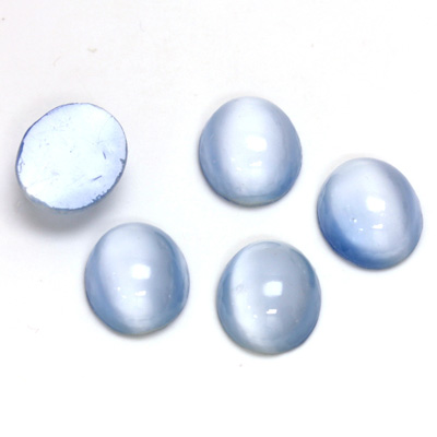 Glass Medium Dome Lampwork Cabochon - Oval 12x10MM LIGHT BLUE MOONSTONE (00377)