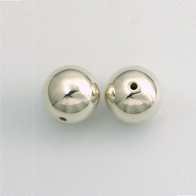 Metalized Plastic Smooth Bead - Round 14MM SILVER