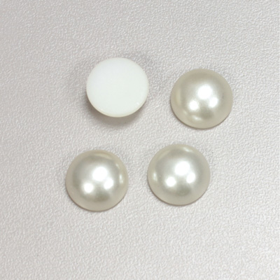 Plastic Medium Dome Pearl Cabochon - Round 13MM WHITE