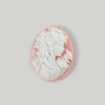 Plastic Cameo - Lady Oval 25x18MM WHITE ON PINK