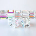 Chinese Cut Crystal Bead 30 Facet - Cube 06x6MM CRYSTAL AB