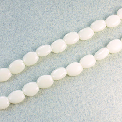 Czech Pressed Glass Bead - Flat Oval 08x6MM IVORY