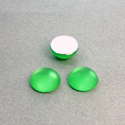 Plastic Flat Back Foiled Cabochon - Round 13MM MATTE PERIDOT