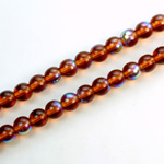 Czech Pressed Glass Bead - Smooth Round 06MM MADEIRA TOPAZ AB