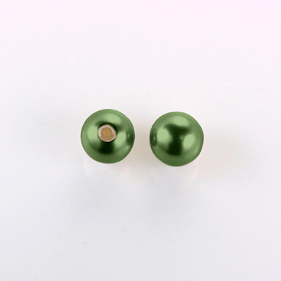 Czech Glass Pearl 1-Hole Ball - 10MM HUNTER GREEN 70958