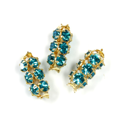 Preciosa Rhinestone Rondelle Crystal Tubes 16x7MM BLUE ZIRCON/GOLD