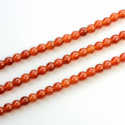 Czech Pressed Glass Bead - Smooth Round 04MM CORNELIAN