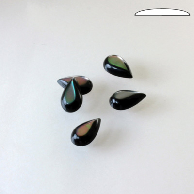 Shell Flat Back Cabochon - Pear 10x6MM BLACK TAHITI PEARL