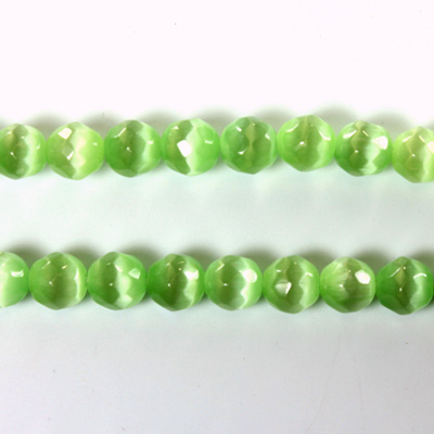 Fiber Optic Synthetic Cat's Eye Bead - Round Faceted 06MM CAT'S EYE LT GREEN