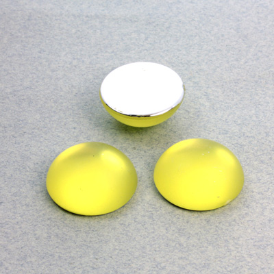 Plastic Flat Back Foiled Cabochon - Round 18MM MATTE JONQUIL