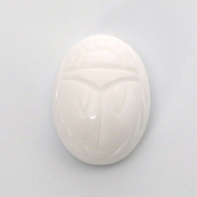 German Plastic Flat Back Scarab - Oval 25x18MM WHITE