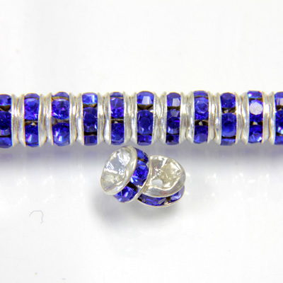 Czech Rhinestone Rondelle - Round Wavy 05MM SAPPHIRE-SILVER