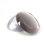 Fiber-Optic Flat Back Stone with Faceted Top and Table - Oval 25x18MM CAT'S EYE LT GREY