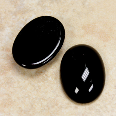 Glass Medium Dome Opaque Cabochon - Oval 25x18MM JET