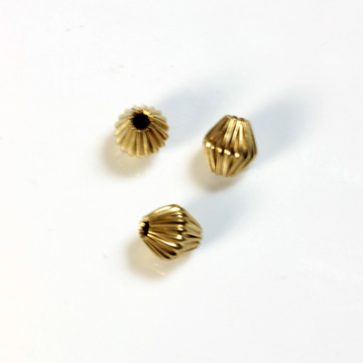 Brass Corrugated Bead - Standard Bicone 07MM RAW