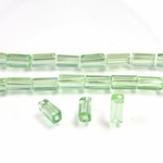 Chinese Cut Crystal Bead - Rectangle 06.5x3.5MM GREEN LUMI COAT