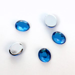 Plastic Flat Back Foiled Rose Cut Rhinestone - Oval 10x8MM SAPPHIRE