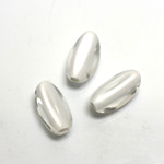 Plastic Bead - Color Lined Smooth Beggar 17x9MM CRYSTAL WHITE LINE
