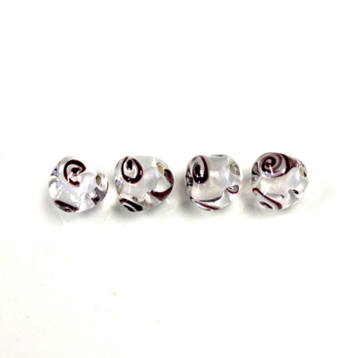 Czech Glass Lampwork Bead - Irregular 08MM CRYSTAL with Swirl Design 01052