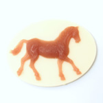 Plastic Cameo - Horse Oval 40x30MM DARK CORNELIAN ON IVORY