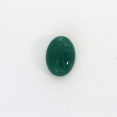 Gemstone Flat Back Carved Scarab 14x10MM GREEN ONYX