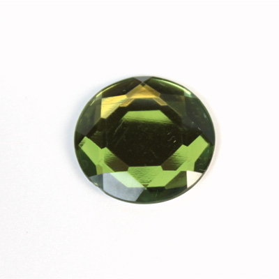 Plastic Flat Back Foiled Rose Cut Rhinestone - Round 25MM OLIVINE