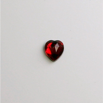 Glass Flat Back Foiled Rauten Rose - Heart 06x5MM RUBY