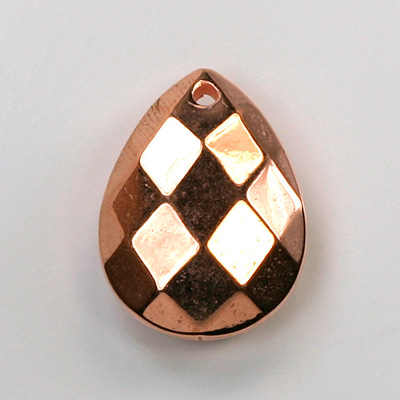 Metalized Plastic Pendant- Faceted Drop 26x2MM0MM COPPER