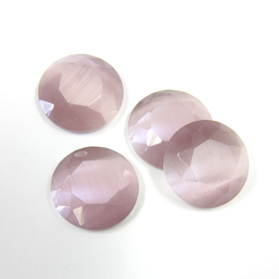 Fiber-Optic Flat Back Stone with Faceted Top and Table - Round 13MM CAT'S EYE LT PURPLE