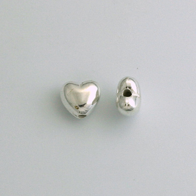 Metalized Plastic Smooth Bead - Heart 08MM SILVER
