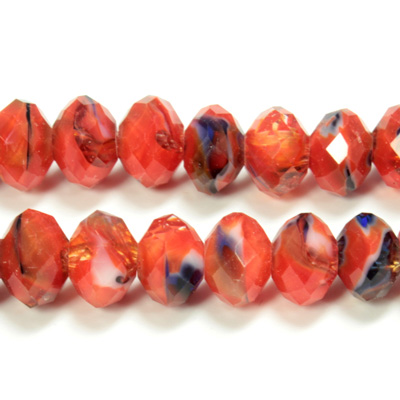 Chinese Cut Crystal Millefiori Bead - Rondelle 06x8MM RED