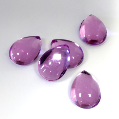 Plastic Flat Back Foiled Cabochon - Pear 14x10MM LT AMETHYST