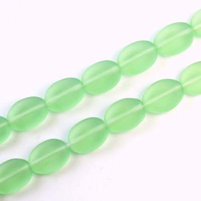 Czech Pressed Glass Bead - Flat Oval 12x9MM MATTE PERIDOT