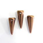 Czech Pressed Glass Bead - Smooth Spike 07x17MM ANTIQUE COPPER