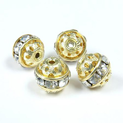 Metal Fancy Rhinestone Ball 9MM CRYSTAL-RAW