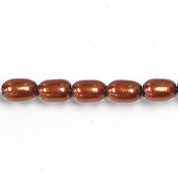 Czech Glass Pearl Bead - Oval 06x4MM DARK COPPER