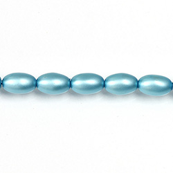 Czech Glass Pearl Bead - Oval 6x4MM MATTE AQUA