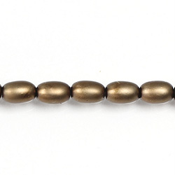 Czech Glass Pearl Bead - Oval 6x4MM MATTE DARK BROWN