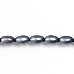 Czech Glass Pearl Bead - Oval 6x4MM MATTE DARK GREY