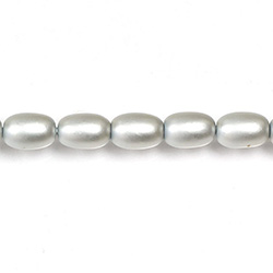 Czech Glass Pearl Bead - Oval 6x4MM MATTE LIGHT BLUE