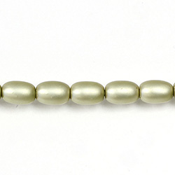 Czech Glass Pearl Bead - Oval 6x4MM MATTE LIGHT OLIVE