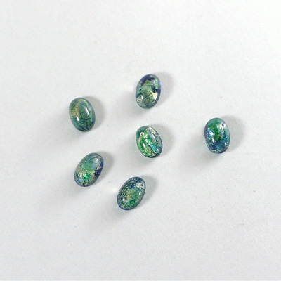 Glass Medium Dome Lampwork Cabochon - Oval 06x4MM GREEN OPAL (02420)