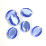 Fiber-Optic Flat Back Stone with Faceted Top and Table - Oval 10x8MM CAT'S EYE LT BLUE